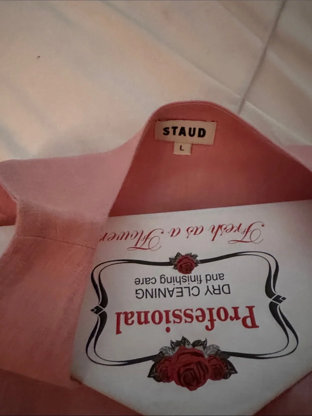 STAUD Pink Mini Skirt with White Floral Appliqué Hem
